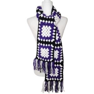 Handmade Crocheted Granny Square Scarf, OS Long